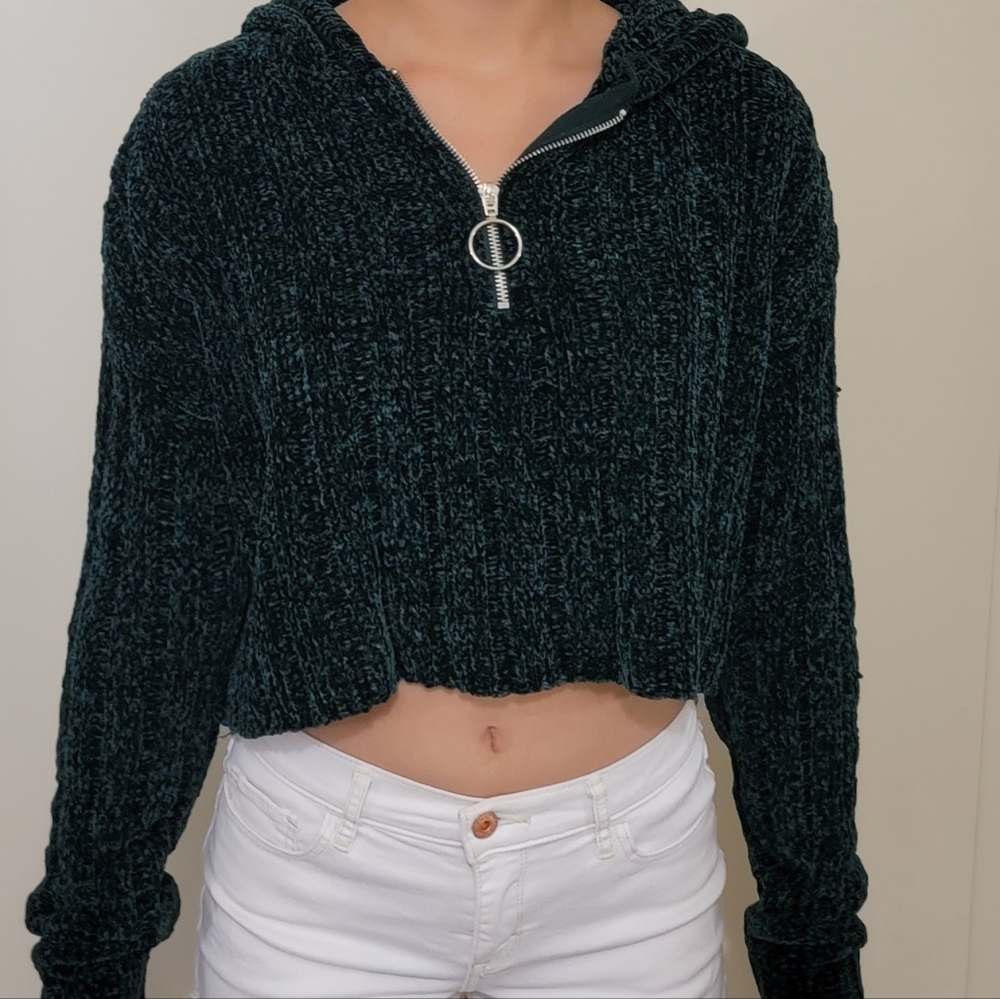 PacSun, sweater, green, size XS, half zip up